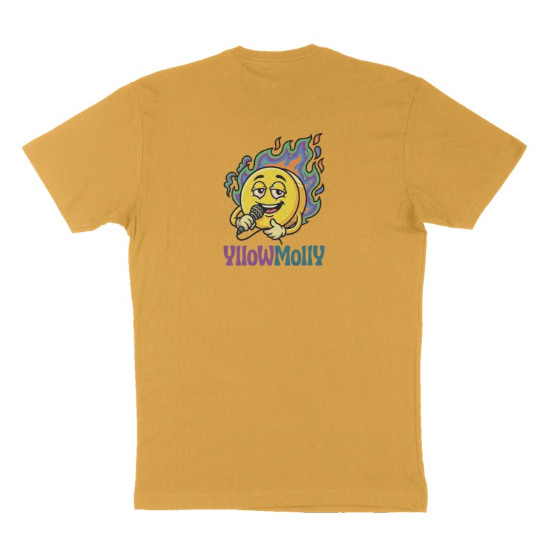 Custom t-shirt: "YlloWMollY", Back print, mustard-yellow shirt