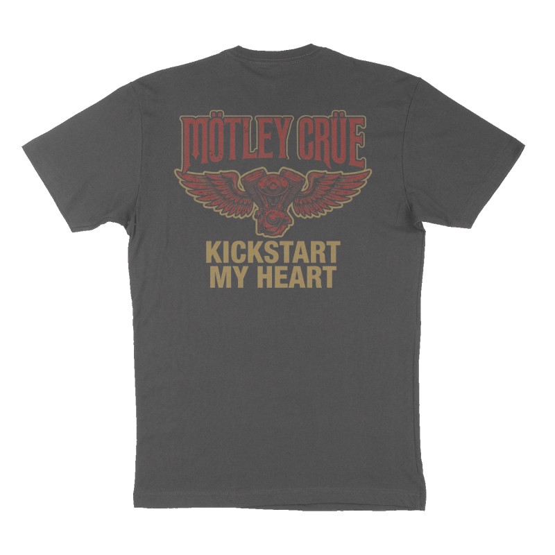 Custom t-shirt: "MOTLEY CRUE", Back print, charcoal shirt