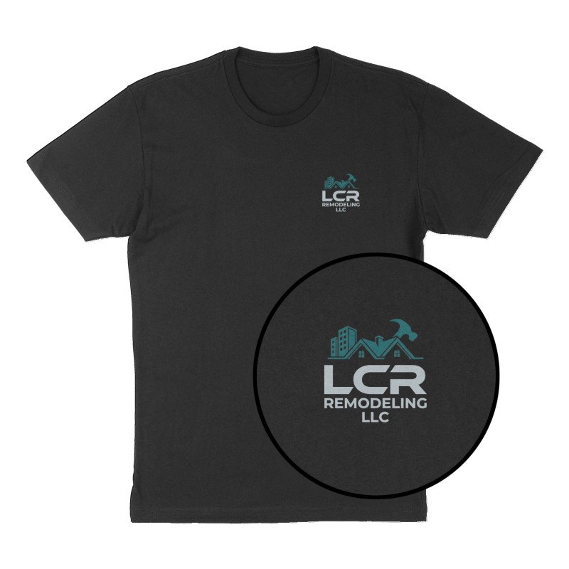 Custom t-shirt: "LCR Remodeling LLC", Left Chest & Back print, black shirt
