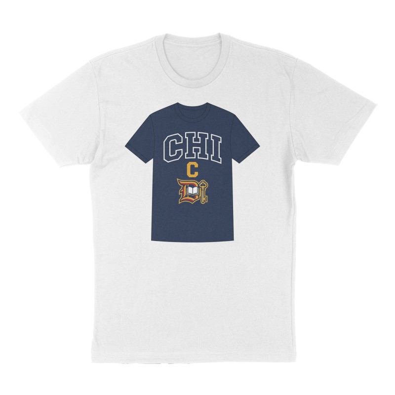 Custom t-shirt: "CHI", Front print, white shirt