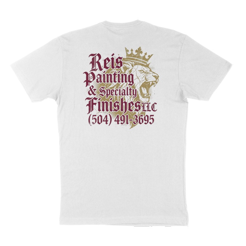 Custom t-shirt: "Reis Painting & Specialty Finishes LLC", Back print, white shirt