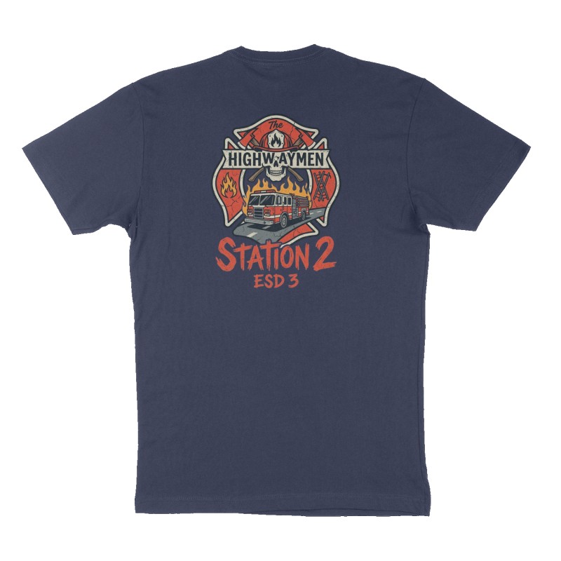 Custom t-shirt: "Station 2", Back print, navy shirt