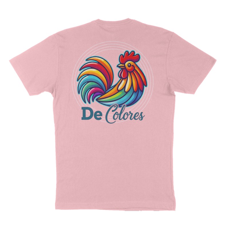 Custom t-shirt: "De Colores", Back print, pink shirt