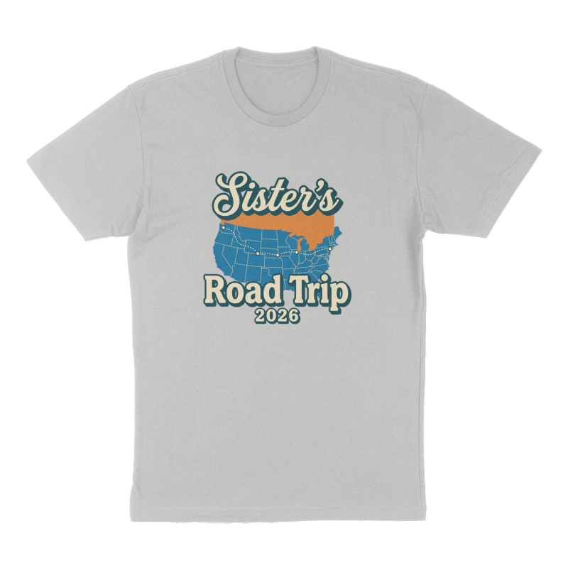 Custom t-shirt: "Sister's Road Trip ", Front print, heather-gray shirt