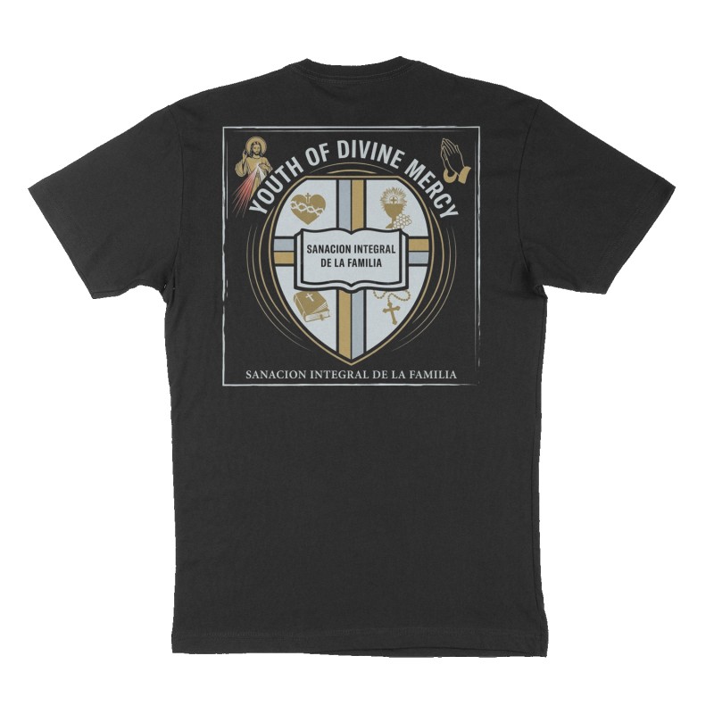 Custom t-shirt: "Youth of Divine Mercy", Back print, black shirt
