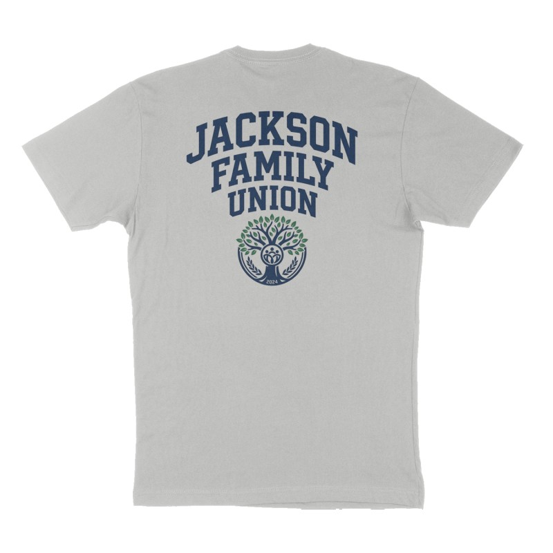 Custom t-shirt: "Jackson Family Union ", Back print, heather-gray shirt