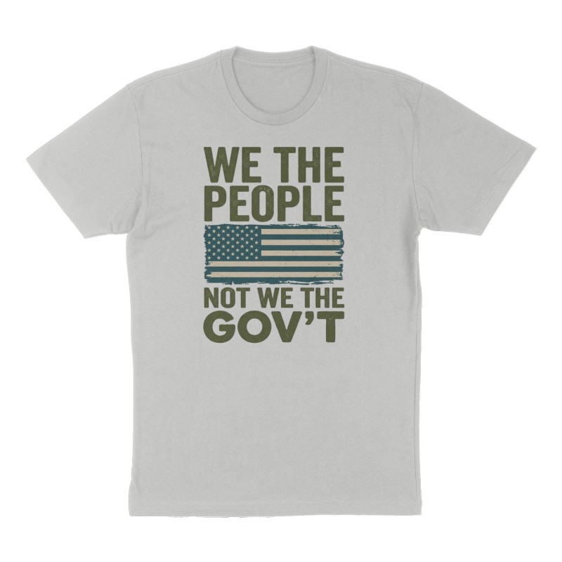 Custom t-shirt: "We the people not we the gov't", Front print, heather-gray shirt