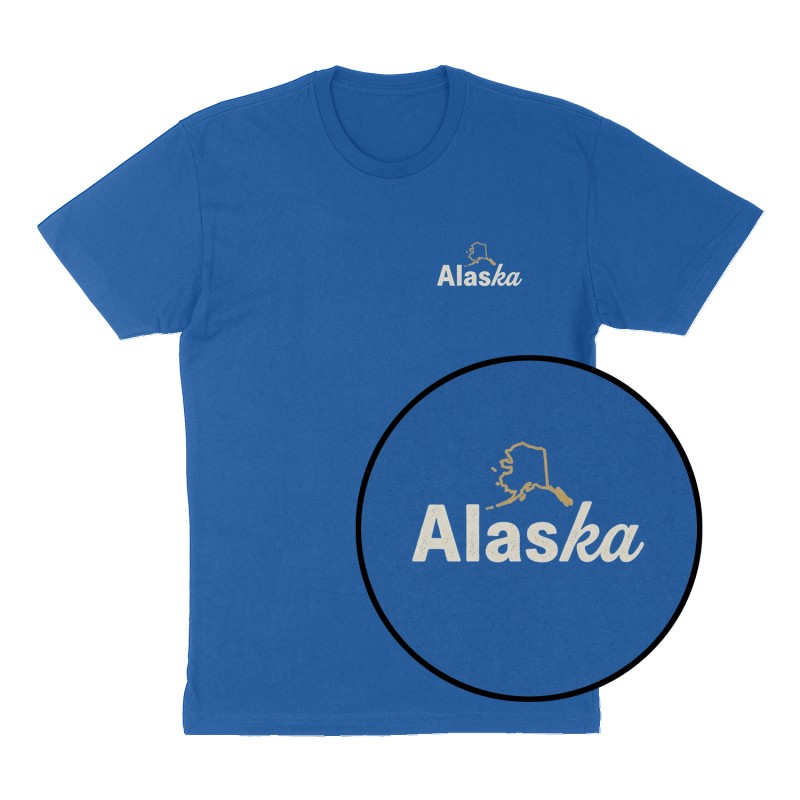 Custom t-shirt: "Alaska", Left Chest print, royal-blue shirt