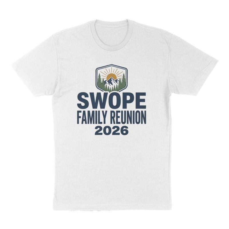 Custom t-shirt: "SWOPE FAMILY REUNION", Front print, white shirt