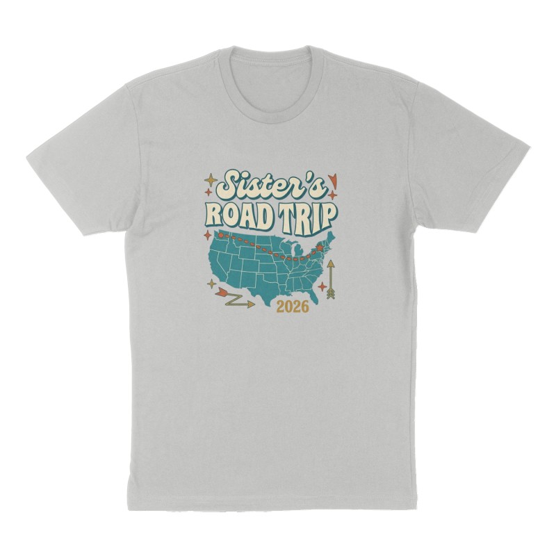 Custom t-shirt: "Sister's Road Trip ", Front print, heather-gray shirt