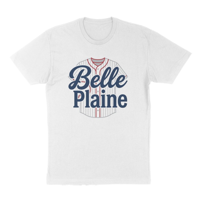 Custom t-shirt: "Belle Plaine", Front print, white shirt