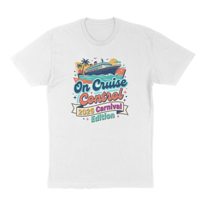 Custom t-shirt: "On Cruise Control", Front print, white shirt