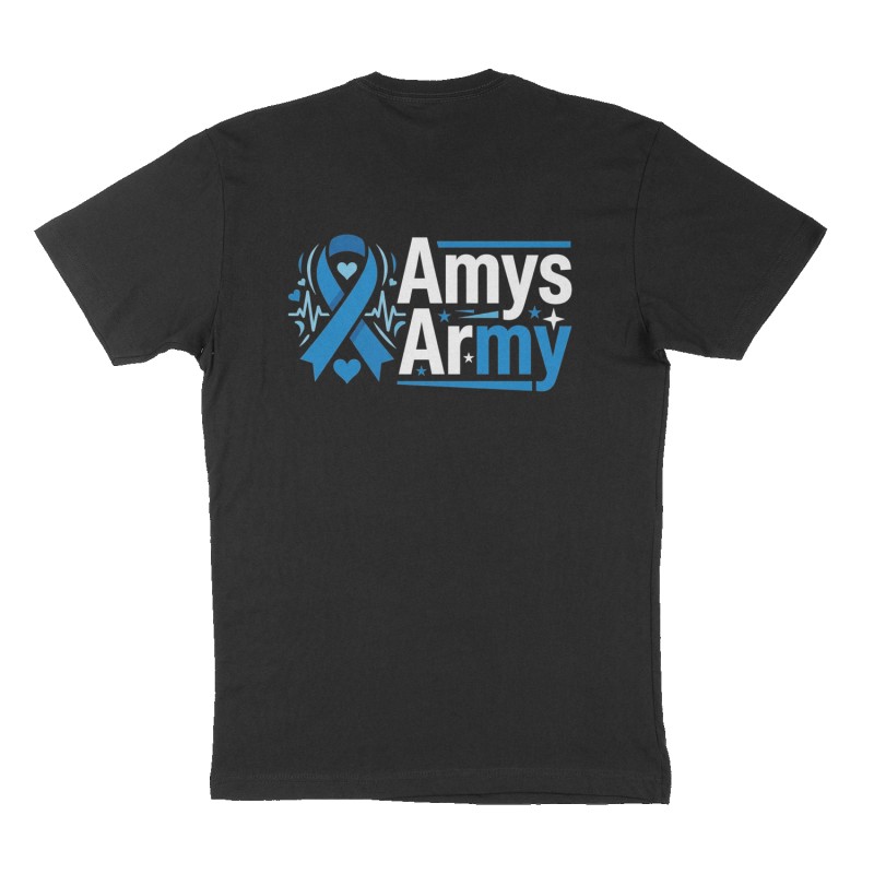 Custom t-shirt: "Amys Army", Back print, black shirt