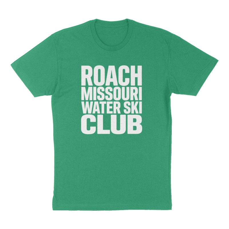 Custom t-shirt: "Roach Missouri Water Ski Club", Front print, green shirt