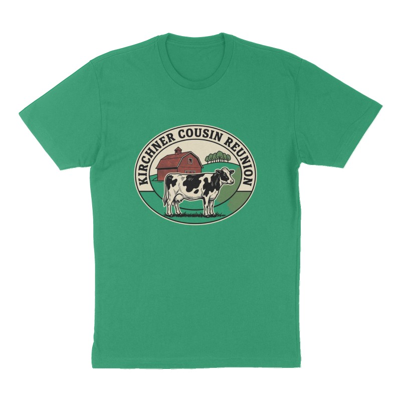 Custom t-shirt: "Kirchner Cousin Reunion", green shirt