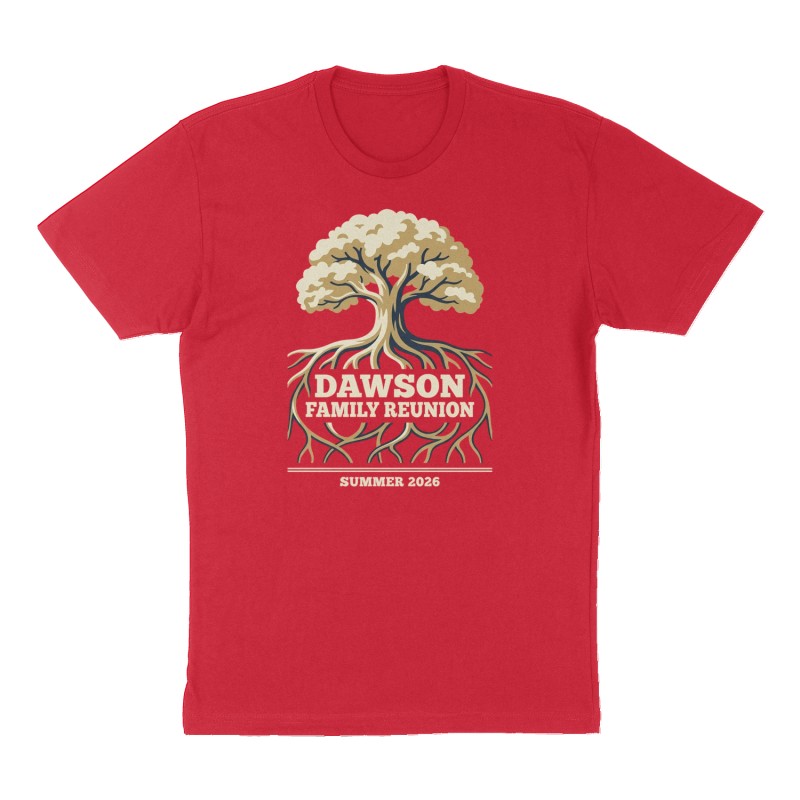 Custom t-shirt: "Dawson Family Reunion", red shirt