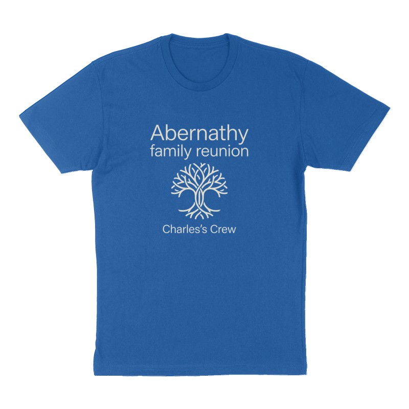 Custom t-shirt: "Abernathy family reunion ", Front print, royal-blue shirt