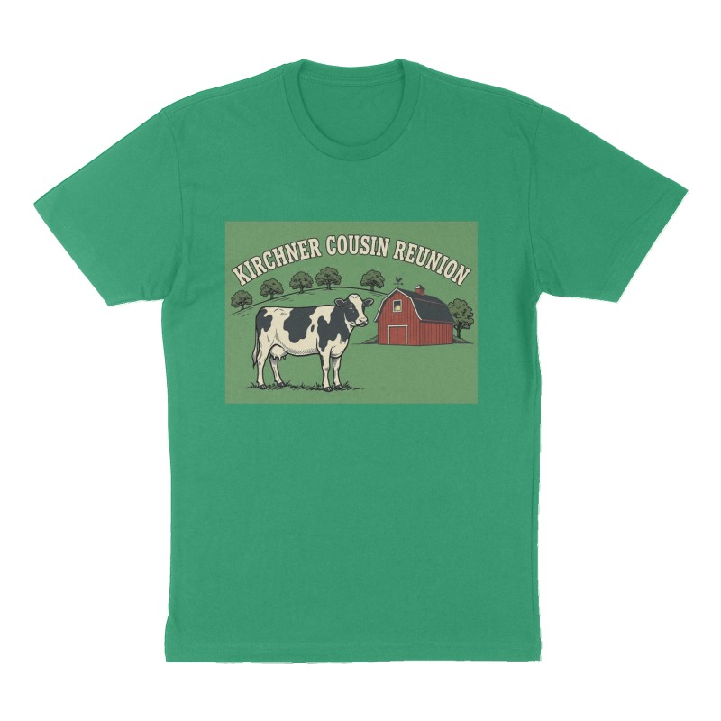 Custom t-shirt: "Kirchner Cousin Reunion", green shirt