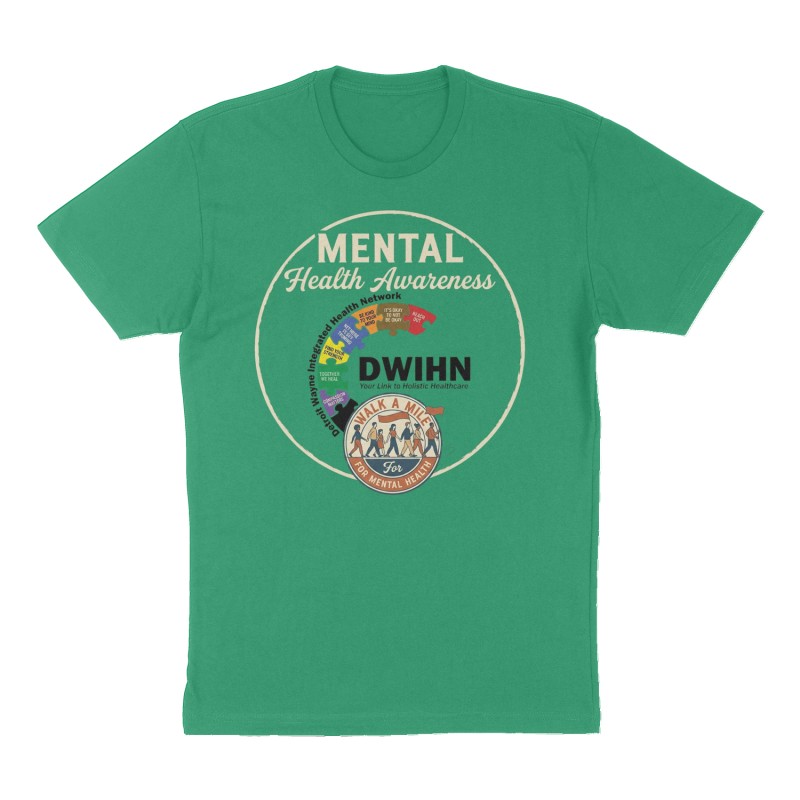 Custom t-shirt: "Mental health awareness ", Front print, green shirt