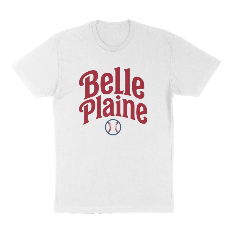 Custom t-shirt: "Belle Plaine", Front print, white shirt