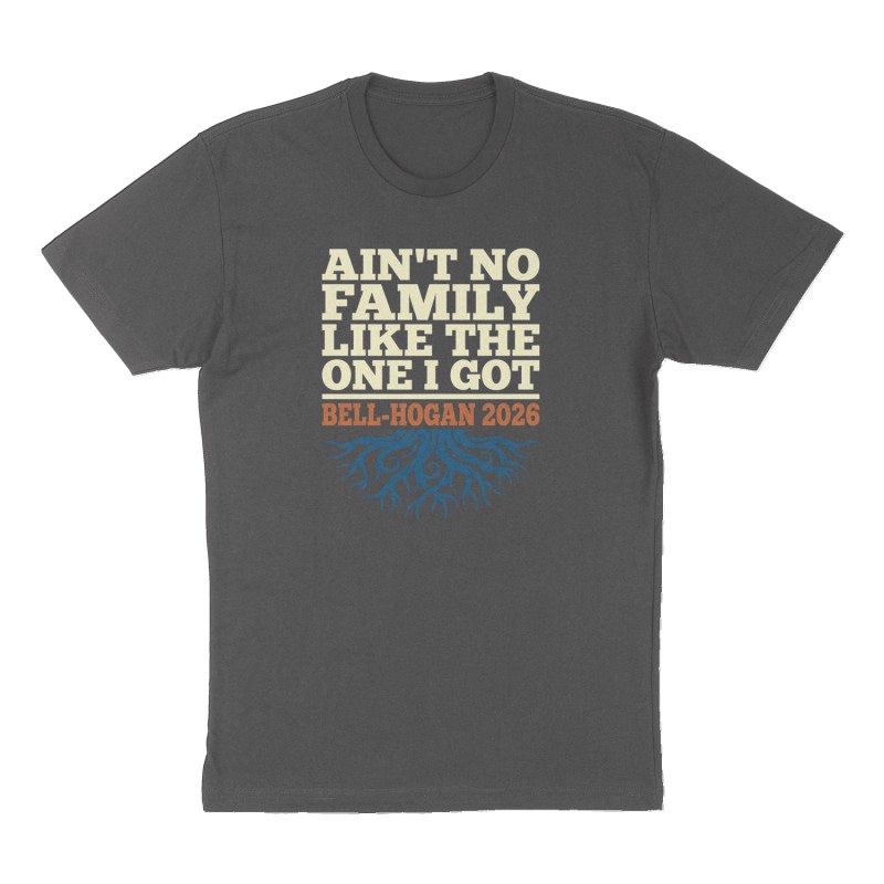 Custom t-shirt: "Ain't No Family Like The One I Got ", Front print, charcoal shirt