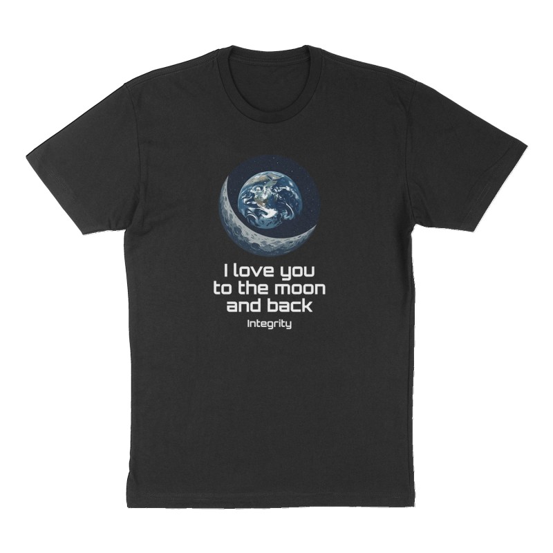 Custom t-shirt: "I love you to the moon and back", Front print, black shirt