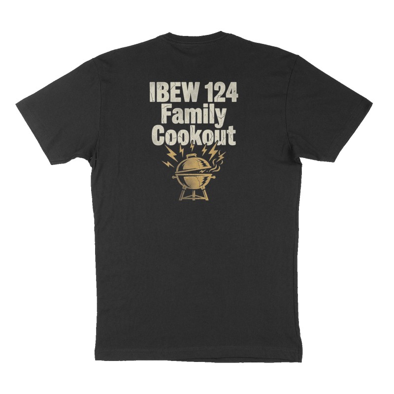 Custom t-shirt: "IBEW 124 Family Cookout ", Back print, black shirt