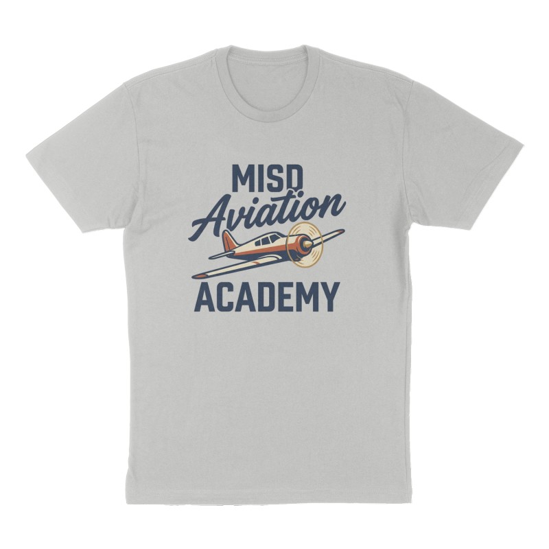 Custom t-shirt: "MISD Aviation Academy", Front print, heather-gray shirt