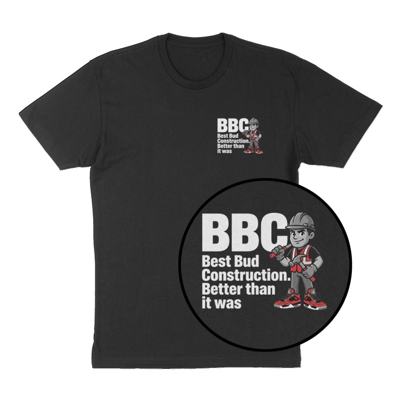 Custom t-shirt: "BBC ", Left Chest & Back print, black shirt