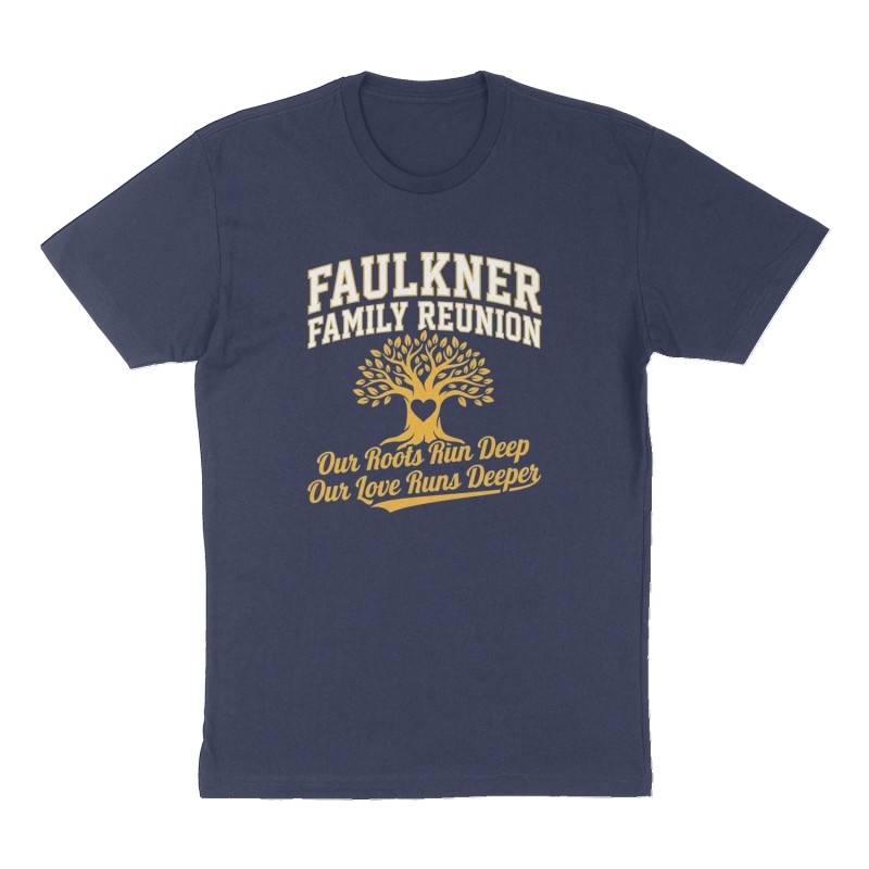 Custom t-shirt: "Faulkner Family Reunion", Front print, navy shirt