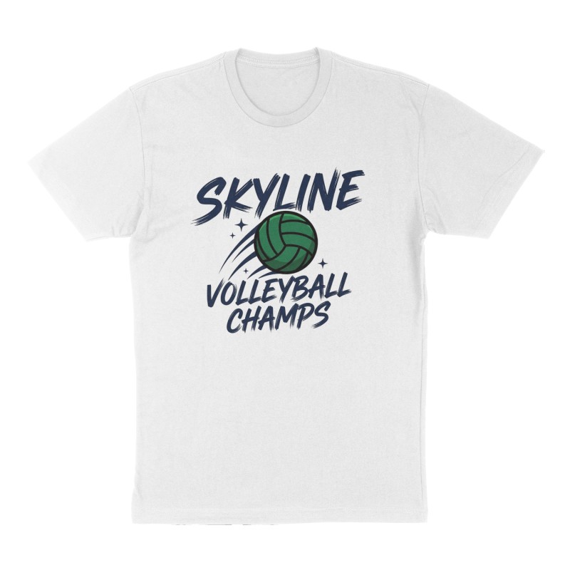 Custom t-shirt: "Skyline volleyball champs", Front print, white shirt