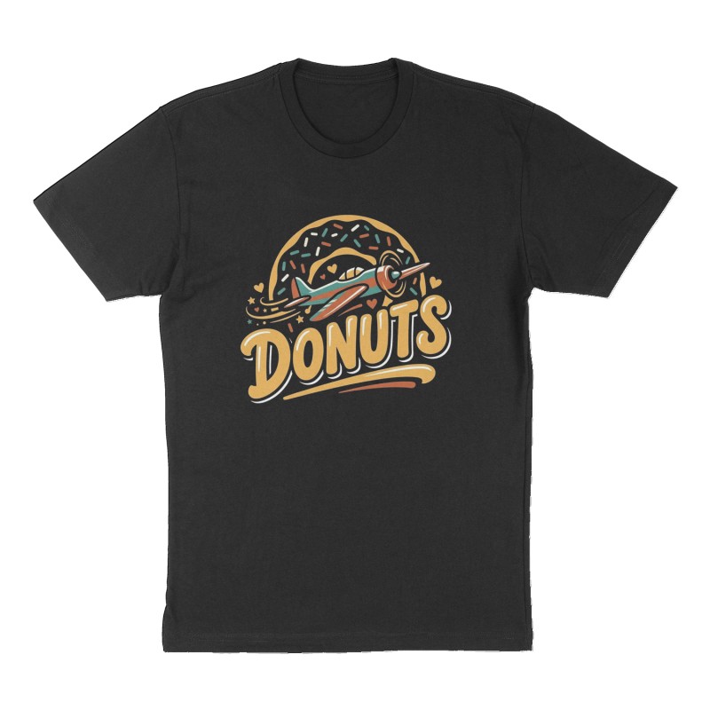Custom t-shirt: "Donuts", Front print, black shirt