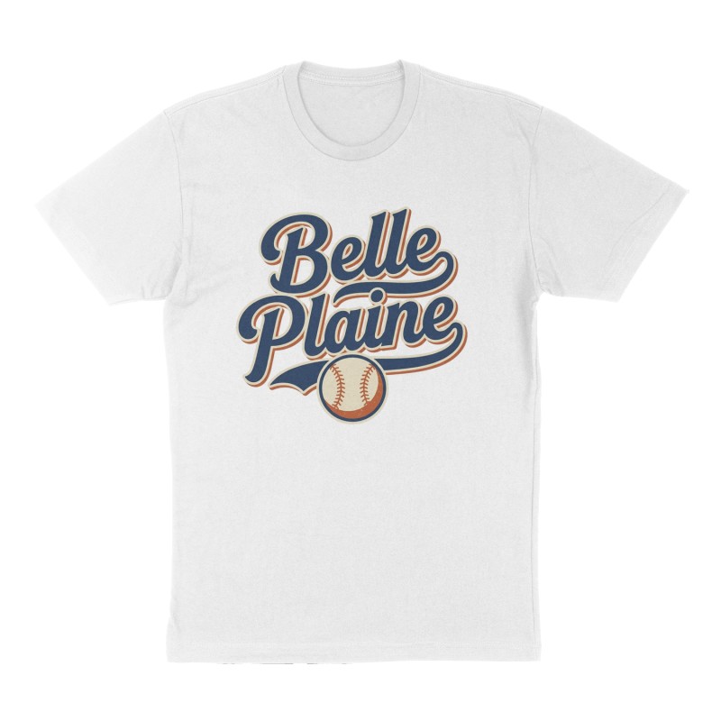 Custom t-shirt: "Belle Plaine", Front print, white shirt