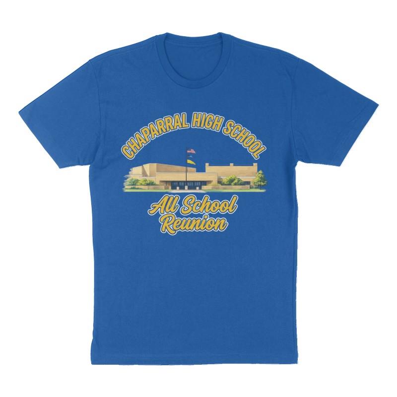 Custom t-shirt: "Chaparral High School", Front print, royal-blue shirt