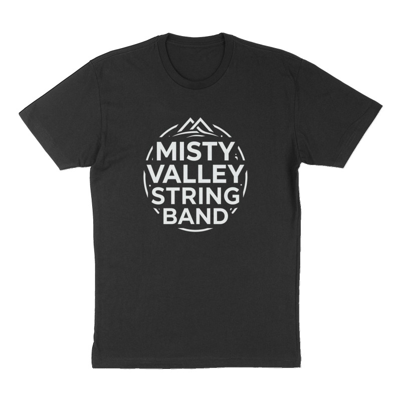 Custom t-shirt: "Misty Valley String Band", Front print, black shirt