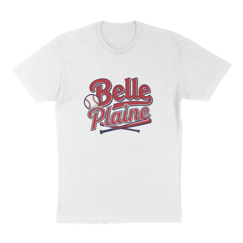 Custom t-shirt: "Belle Plaine", Front print, white shirt