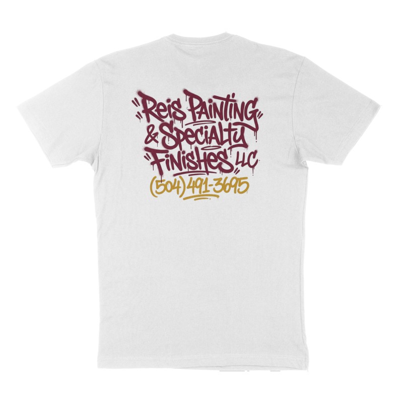 Custom t-shirt: "Reis Painting & Specialty Finishes LLC", Back print, white shirt
