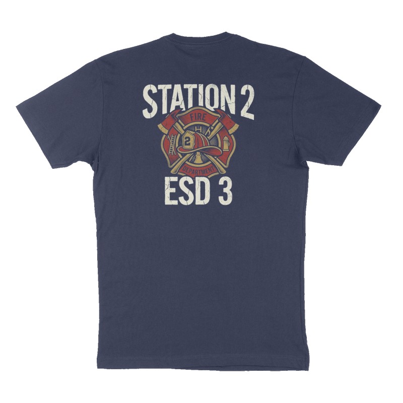 Custom t-shirt: "Station 2", Back print, navy shirt