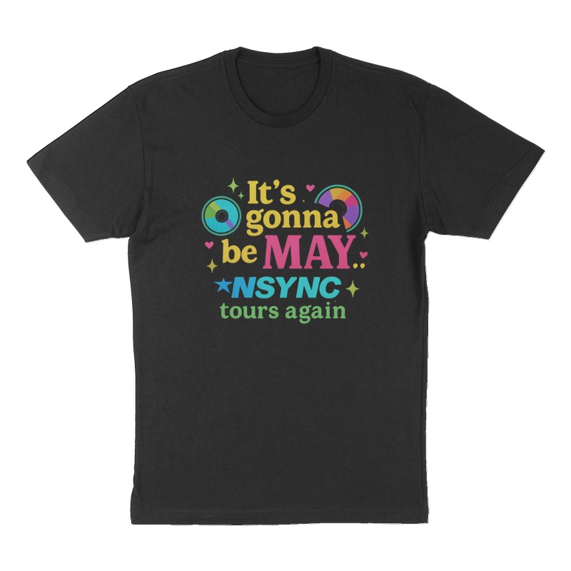 Custom t-shirt: "It’s gonna be MAY …", Front print, black shirt