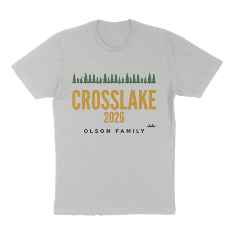 Custom t-shirt: "Crosslake 2026", heather-gray shirt