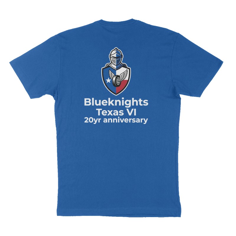 Custom t-shirt: "Blueknights Texas VI 20yr anniversary ", Back print, royal-blue shirt
