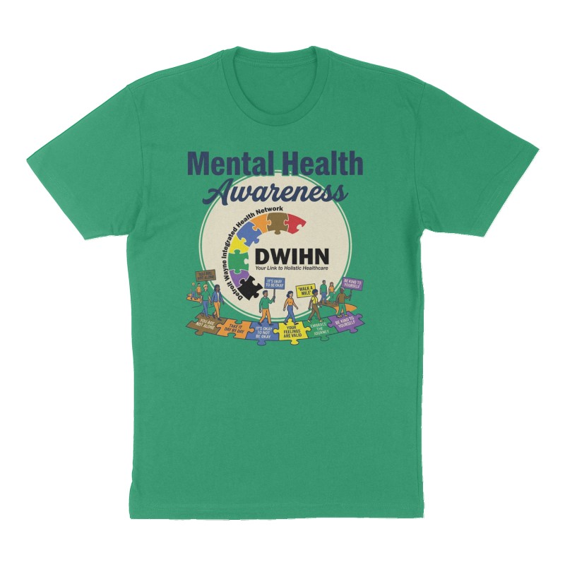 Custom t-shirt: "Mental health awareness ", Front print, green shirt