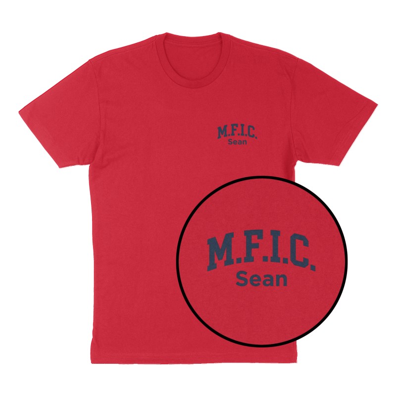 Custom t-shirt: "M.F.I.C", Left Chest print, red shirt