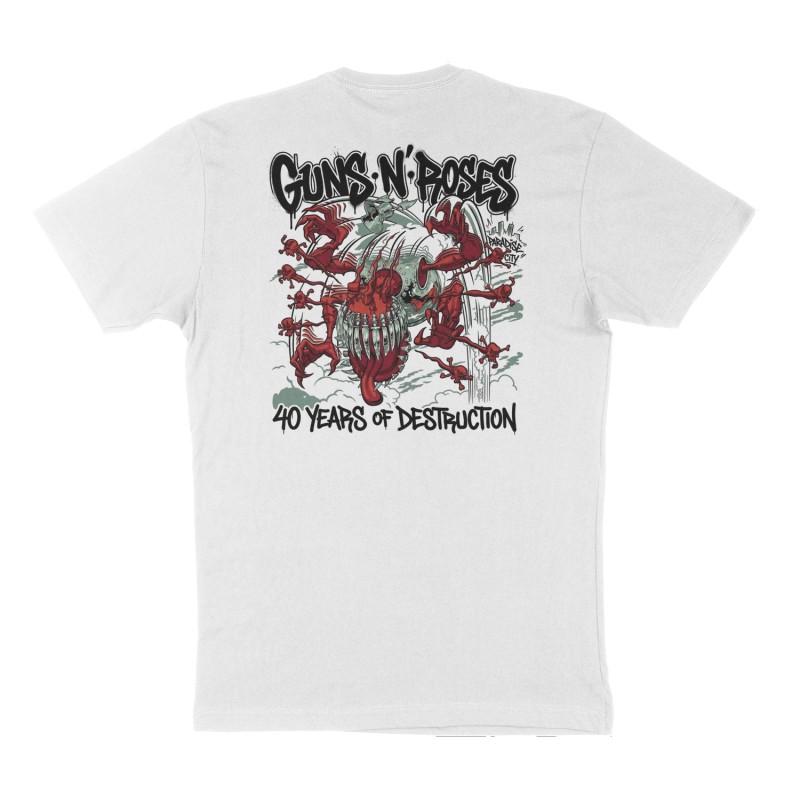 Custom t-shirt: "Guns n Roses", Back print, white shirt
