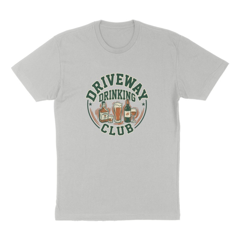 Custom t-shirt: "Driveway Drinking Club", Front print, heather-gray shirt