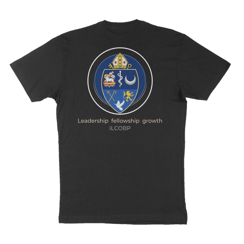 Custom t-shirt: "Leadership fellowship growth ", Back print, black shirt