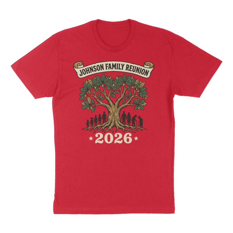 Custom t-shirt: "Johnson Family Reunion", red shirt