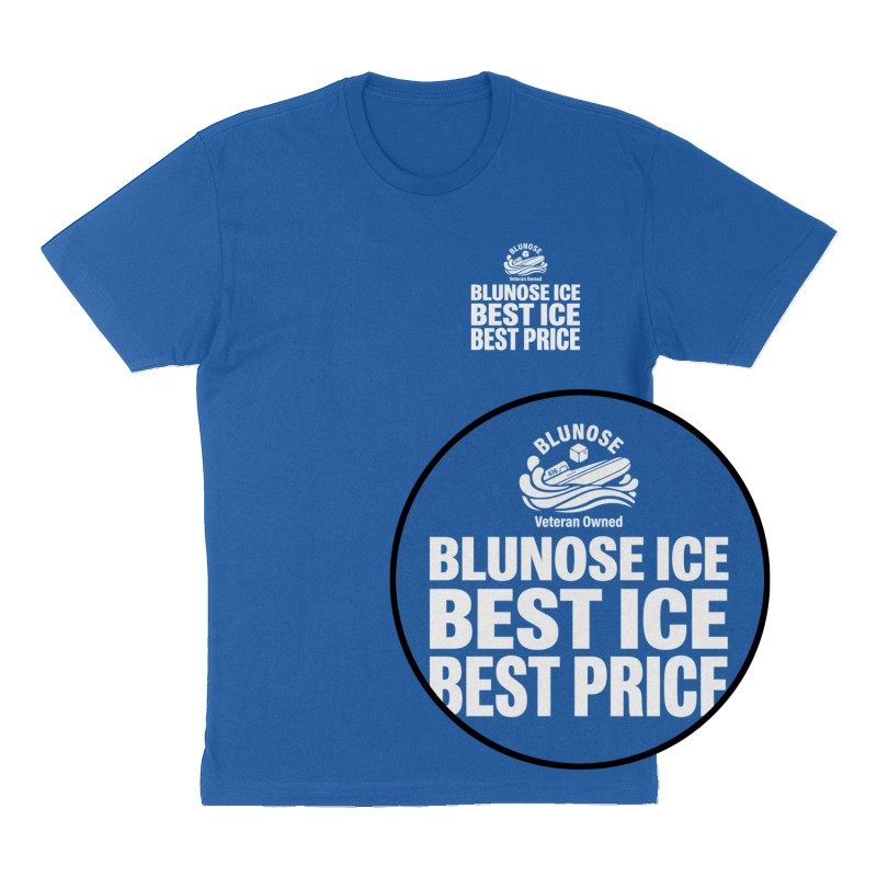 Custom t-shirt: "Blunose Ice", Left Chest print, royal-blue shirt