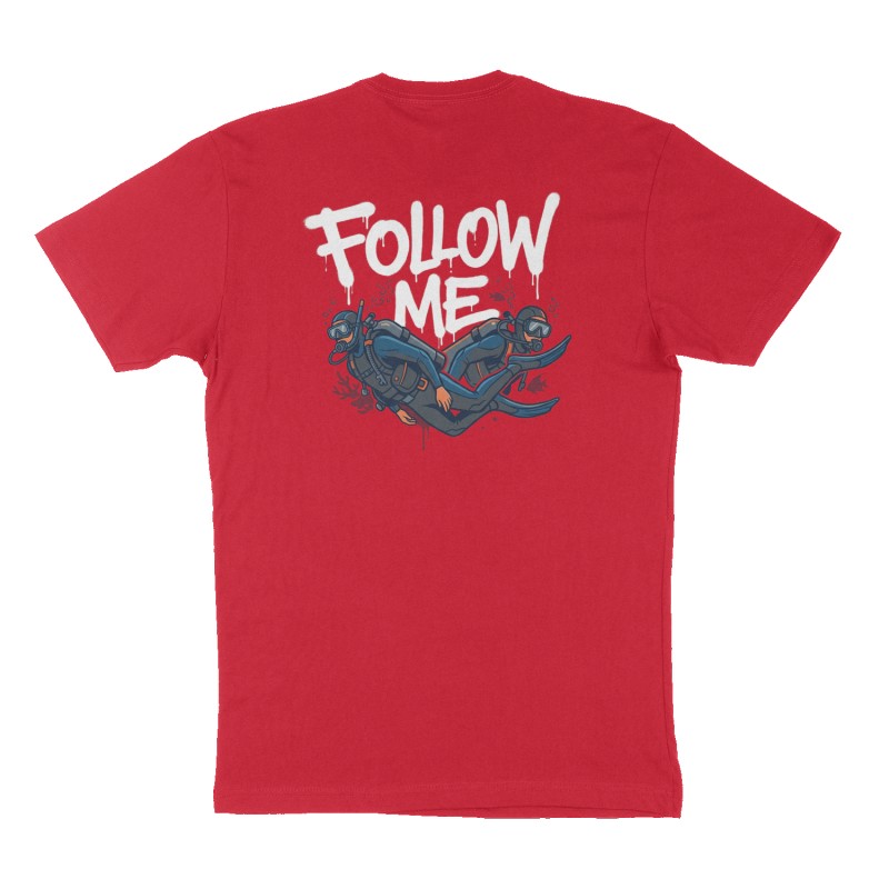 Custom t-shirt: "Follow me", Back print, red shirt