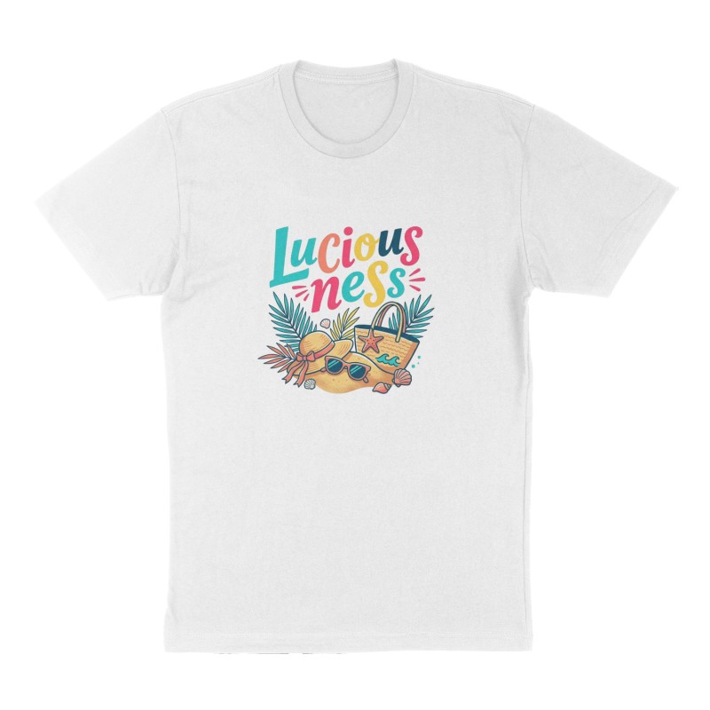 Custom t-shirt: "Luciousness", Front print, white shirt
